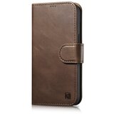 ICARER 2v1 usnjena preklopna torbica za iPhone 14 Pro Anti-RFID Oil Wax Wallet Case temno rjava, (21522189) Cene