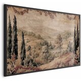  Plakat - Mediterranean Landscape - Old Tapestry with a Hill and Lake 60x90 Crni okvir | shoptok.hr