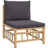  Srednja vrtna sofa od bambusa s tamnosivim jastucima | shoptok.hr