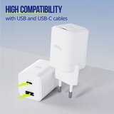 ALLITY zidni polnilec GaN PD QC ATC-01-30WAC 1x USB-C 1x USB-A 30W bela Slike