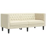vidaXL Kavč dvosed Chesterfield krem umetno usnje | Shoptok.si