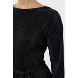 Trendyol Black Premium Pleated Fabric Flare Sleeve Detailed A-Line Midi Knitted Dress | Shoptok.si