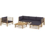  Sedežna garnitura s temno sivimi blazinami 6-delna bambus | Shoptok.si