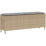  Vrtna klupa s jastukom bež 110x30x40,5 cm poli ratan | shoptok.hr