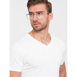 Ombre Set of shirts with V neckline and elastane and subtle logo 3-pack | Shoptok.si