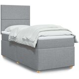 vidaXL Okvir kreveta s oprugama i madrac svjetlosivi 90x200cm tkanina | shoptok.hr