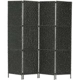 vidaXL Sobna pregrada s 4 panela crna 154 x 160 cm od vodenog zumbula | shoptok.hr
