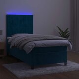 Krevet box spring s madracem LED tamnoplavi 80 x 200 cm baršun | Eponuda.com