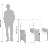  Vrtna sofa s mogućnošću naginjanja za 2 osobe sa stolom, siva, poliratan | shoptok.hr