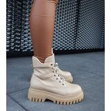 Gemre Beige leather insulated ankle boots Karino | Shoptok.si