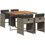  The Living Store Vrtna jedilna garnitura 5-delna z blazinami siv poli ratan - Vrtna Jedilna Garnitura, (21460405) | Shoptok.si