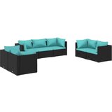  7-dijelna vrtna garnitura od poliratana s jastucima crna | shoptok.hr