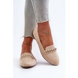Boto Shiny Women's Loafers with Chain Beige Aredilla | Shoptok.si