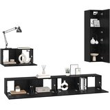 TV Kabinet za Zid Zidne 4 pcs Crni hrast Konstruirano drvo | shoptok.hr