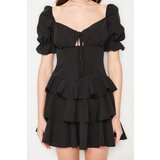 Trendyol Black Open Waist/Skater Flounce Poplin Elegantna večernja haljina | Eponuda.ba
