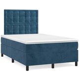 vidaXL Box spring postelja z vzmetnico temno moder 120x190 cm žamet Cene