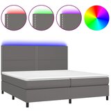 vidaXL Box spring postelja z vzmetnico LED siva 200x200cm umetno usnje, (20893458) Cene