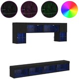 TV stenske enote z LED 6 pcs Črna Orehovina Konstruiran les, (5000132419) | Shoptok.si