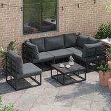  Sjedeća garnitura za vrt s jastukom 6 pcs Crna Aluminij | Eponuda.com