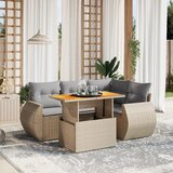 The Living Store Vrtna sedežna garnitura 5-delna z blazinami bež poli ratan - Vrtna Sedežna Garniture, (21458536) | Shoptok.si