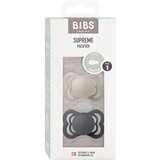 Bibs tolažilna duda - silikon Supreme simetrična, 0-6 m, 2/1 Sand/Iron | Shoptok.si