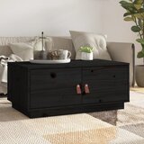 The Living Store Klubska mizica črna 80x50x35 cm trdna borovina - Klubska Mizica, (21573022) Cene