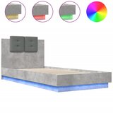 Maison Chic Posteljni okvir - Enojna postelja - Postelja za odrasle z vzglavjem in LED betonsko siv 100x200 cm, (21696230) Cene
