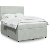 vidaXL Box spring postelja z vzmetnico svetlo siva 160x200 cm žamet | Shoptok.si