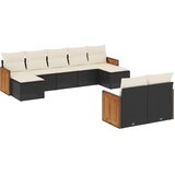  9-dijelni set vrtnih sofa s jastucima crni od poliratana | shoptok.hr