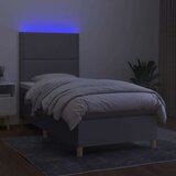  Krevet box spring s madracem LED svjetlosivi 90x190 cm tkanina | shoptok.hr