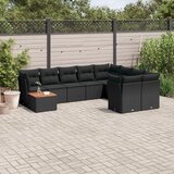 vidaXL 10-dijelni set vrtnih sofa s jastucima crni od poliratana | shoptok.hr
