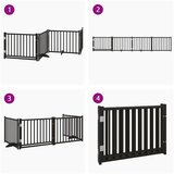  Vrata za pse s vratima sklopiva 4 panela crna 320 cm | Eponuda.com