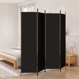 vidaXL Sobna pregrada s 4 panela crna 200 x 200 cm od tkanine | shoptok.hr