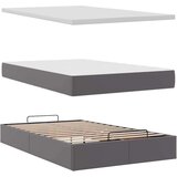 vidaXL Otomanski posteljni okvir z vzmetnico siv 120x200 cm um. usnje | Shoptok.si