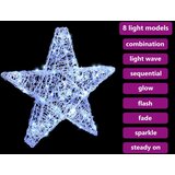 vidaXL 3D zvezda med 50 LED Hladno bela 55 x 53.5 x 10 cm Akril | Shoptok.si