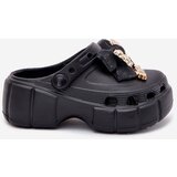 Boto Girls Foam Slippers With Bow And Decorations Black Selvana | Shoptok.si