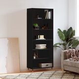 vidaXL Visoka komoda črn 69,5x32,5x180 cm inženirski les Cene
