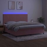  Box spring s madracem LED ružičasti 200x200cm baršunasti | shoptok.hr