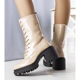 Gemre Beige insulated heeled ankle boots Verno | Shoptok.si