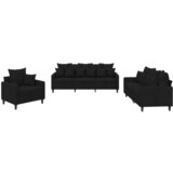 Maison Chic Sedežna garnitura - kavč 3-delna z blazinami črn žamet, (21728358) | Shoptok.si