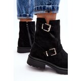 Boto Women's Flat Heel Boots with Buckles Black Bliggore | Shoptok.si