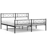  Metalni okvir kreveta uzglavlje i podnožje crni 193x203 cm | shoptok.hr