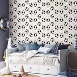  Tapeta - Soccer - Symmetrical black-and-white soccer balls on a beige background. 50x1000 Premium | shoptok.hr