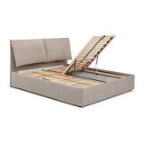 Bonami Selection Smeđe-sivi tapecirani bračni krevet s podnicom i prostorom za odlaganje 180x200 cm Thessa Pillow – | shoptok.hr