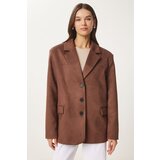 Happiness İstanbul Women's Cocoa Premium Suede Blazer Jacket | Shoptok.si