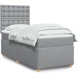 vidaXL Box spring postelja z vzmetnico svetlo siva 90x200 cm blago | Shoptok.si