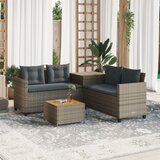 Maison Chic Vrtni kavč - Zunanji kavč z mizo in blazinami v obliki črke L siv poli ratan, (22043705) | Shoptok.si
