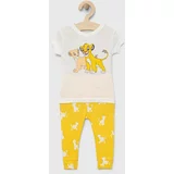 GAP Dječja pamučna pidžama boja: žuta, s uzorkom