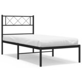 Maison Chic Kovinski Posteljni okvir - Enojna postelja - Postelja za odrasle z vzglavjem črn 100x200 cm, (21694334) Cene