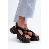 GOE Zazoo 2743 Suede Wedge Sandals Black | shoptok.hr